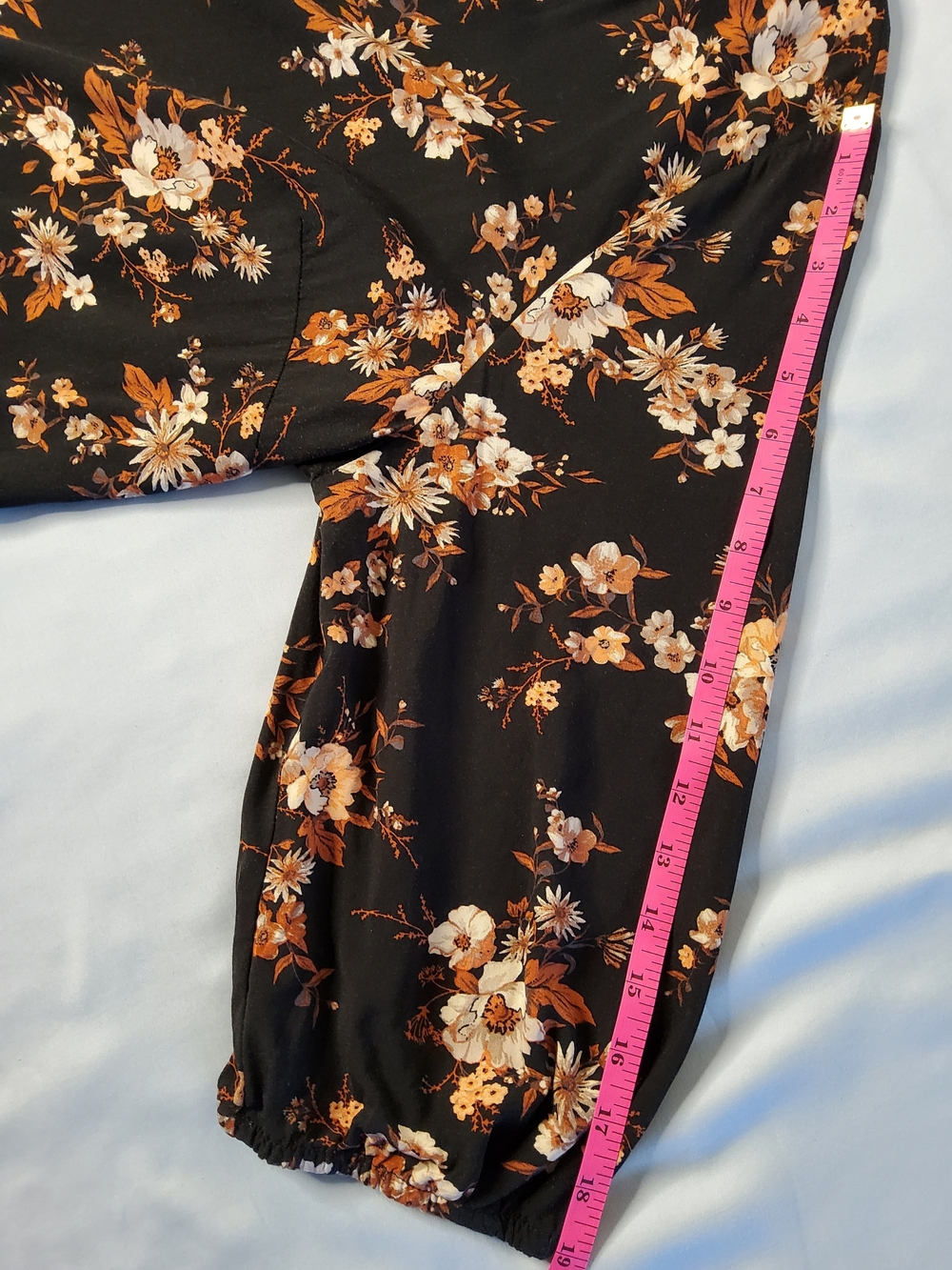 croft & barrow Black Floral V-Neck Tunic with Orange and Cream Blooms - Picture 5 of 7